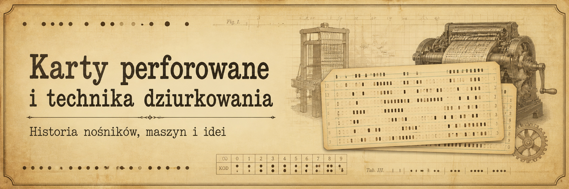 Baner strony: Karty perforowane i technika dziurkowania