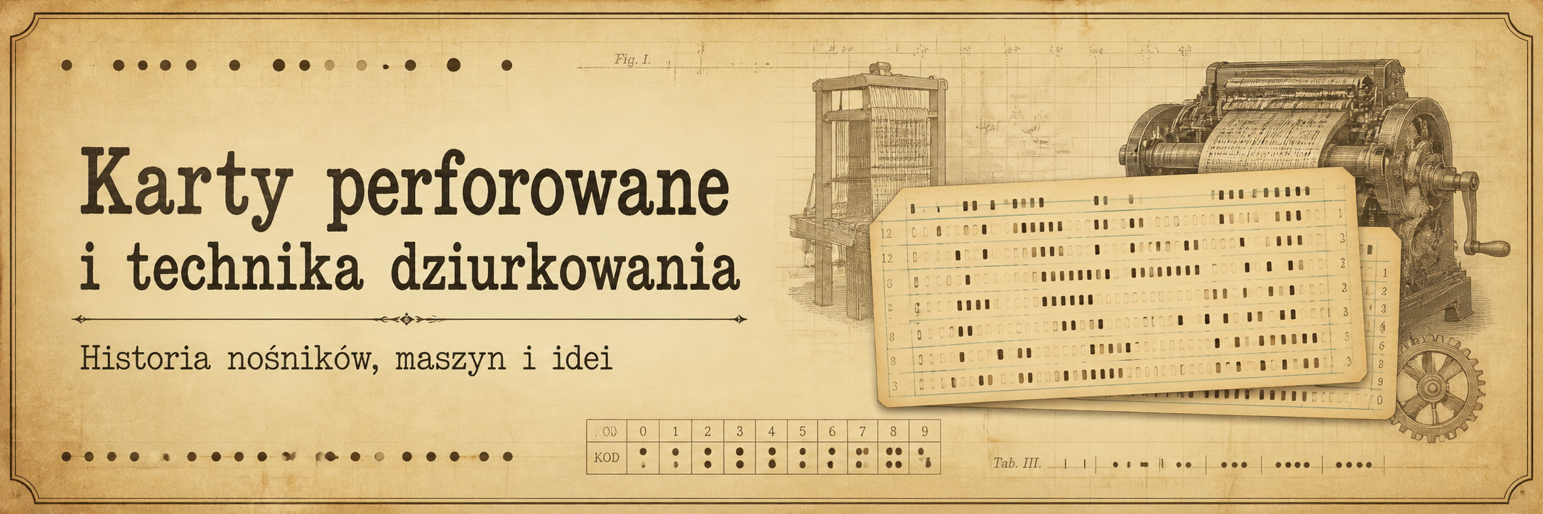 Baner strony: Karty perforowane i technika dziurkowania